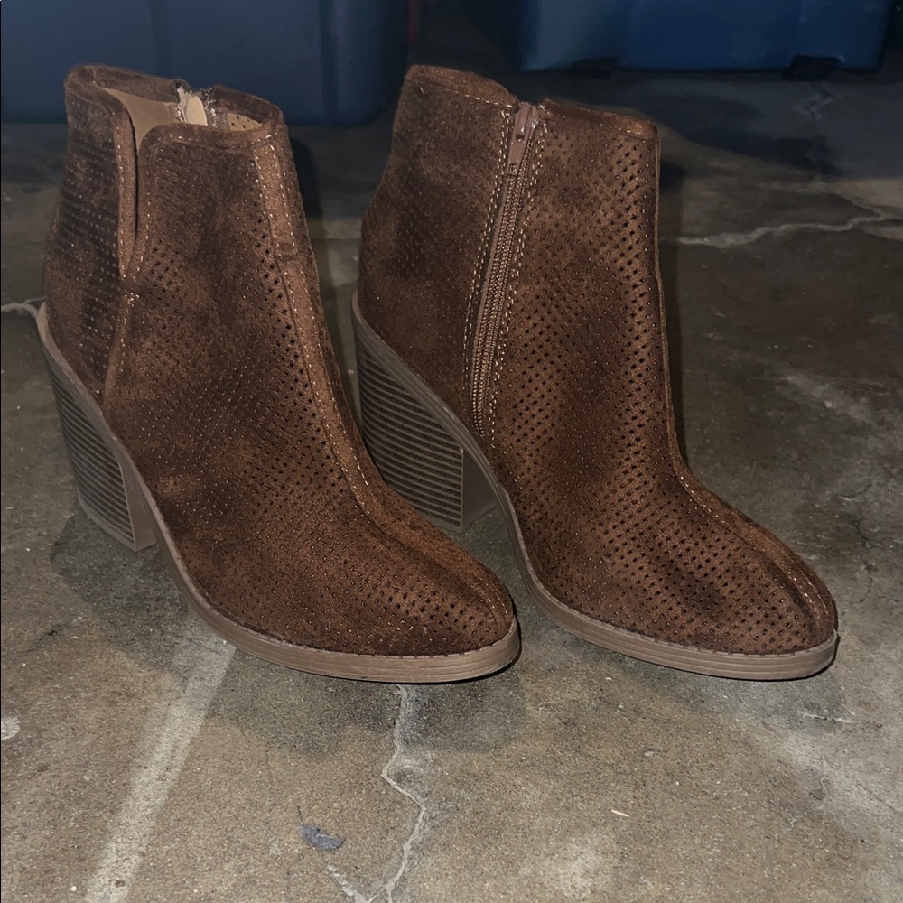 Brown Faux Suede Ankle Boots